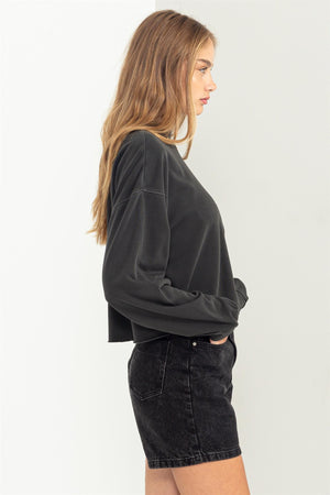 Mock Neck Cropped Sweatshirt