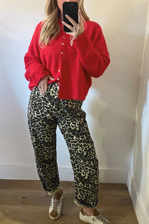 Leopard Print Denim Pants