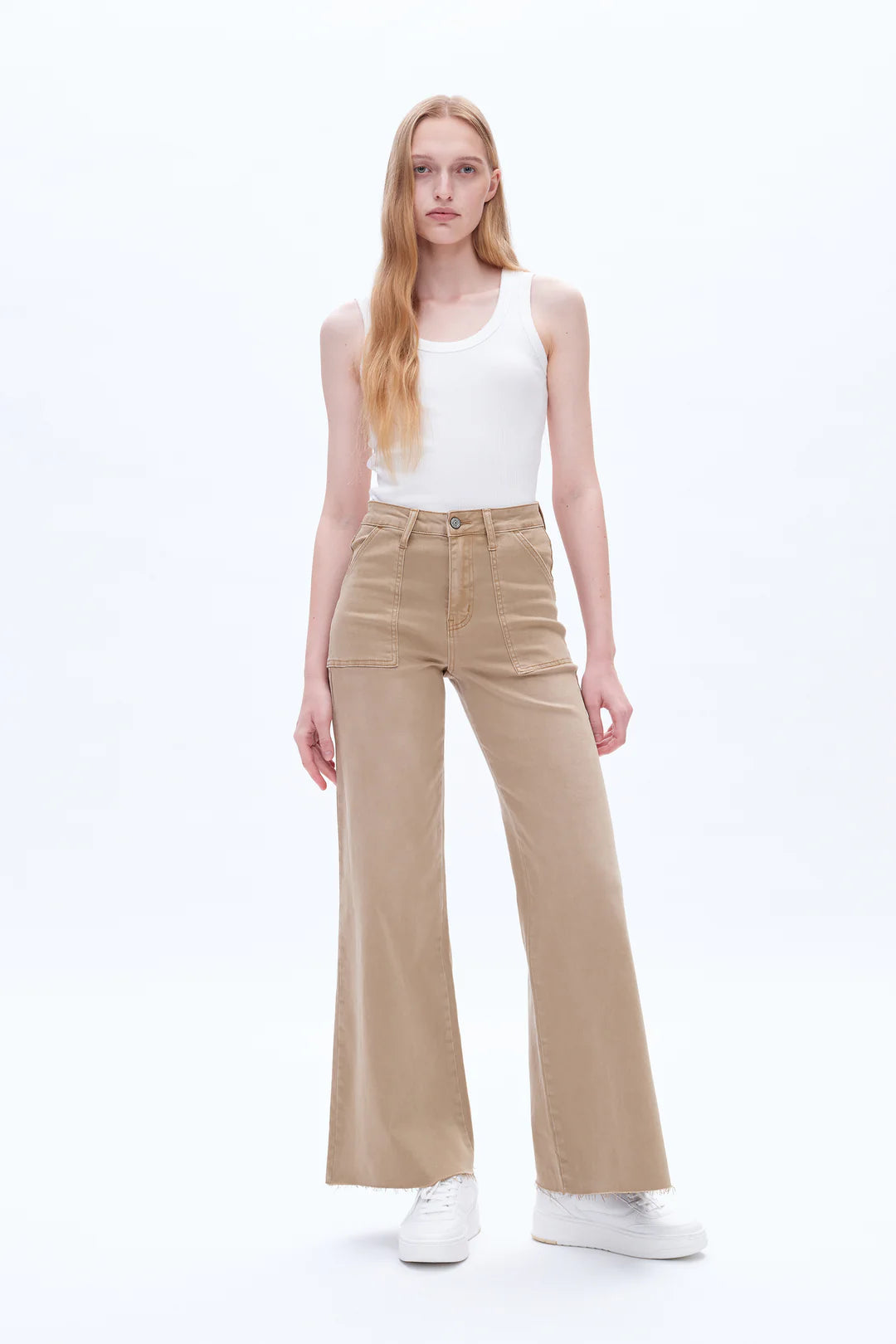 Utility Patch Pocket Wide Leg Jeans