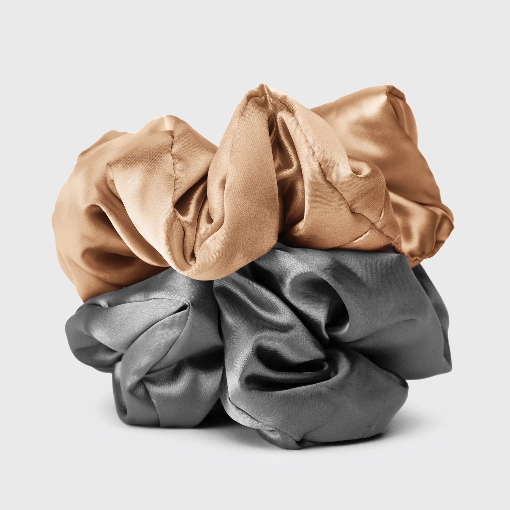 KITSCH - Satin Pillow Scrunchies - Charcoal/Gold