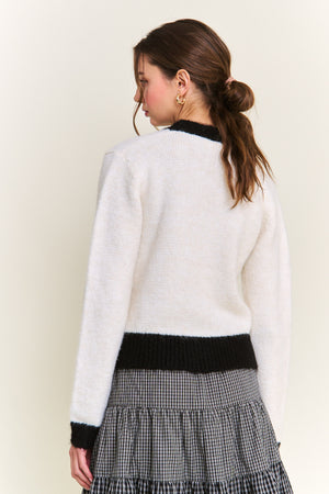 Contrast Knit Button Cardigan