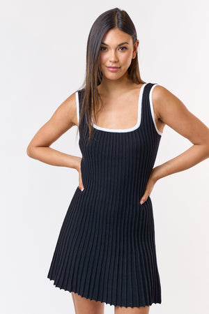 Pleated Sweater Mini Dress