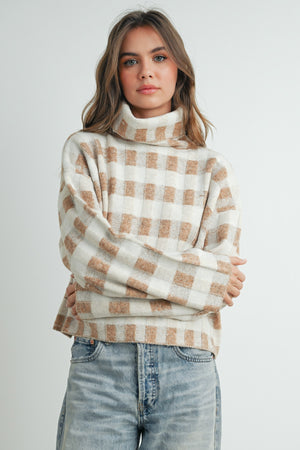 Checkered Turtleneck Sweater