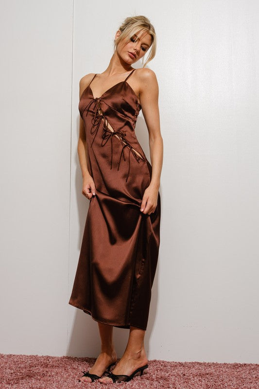 Cutout Satin Maxi Dress