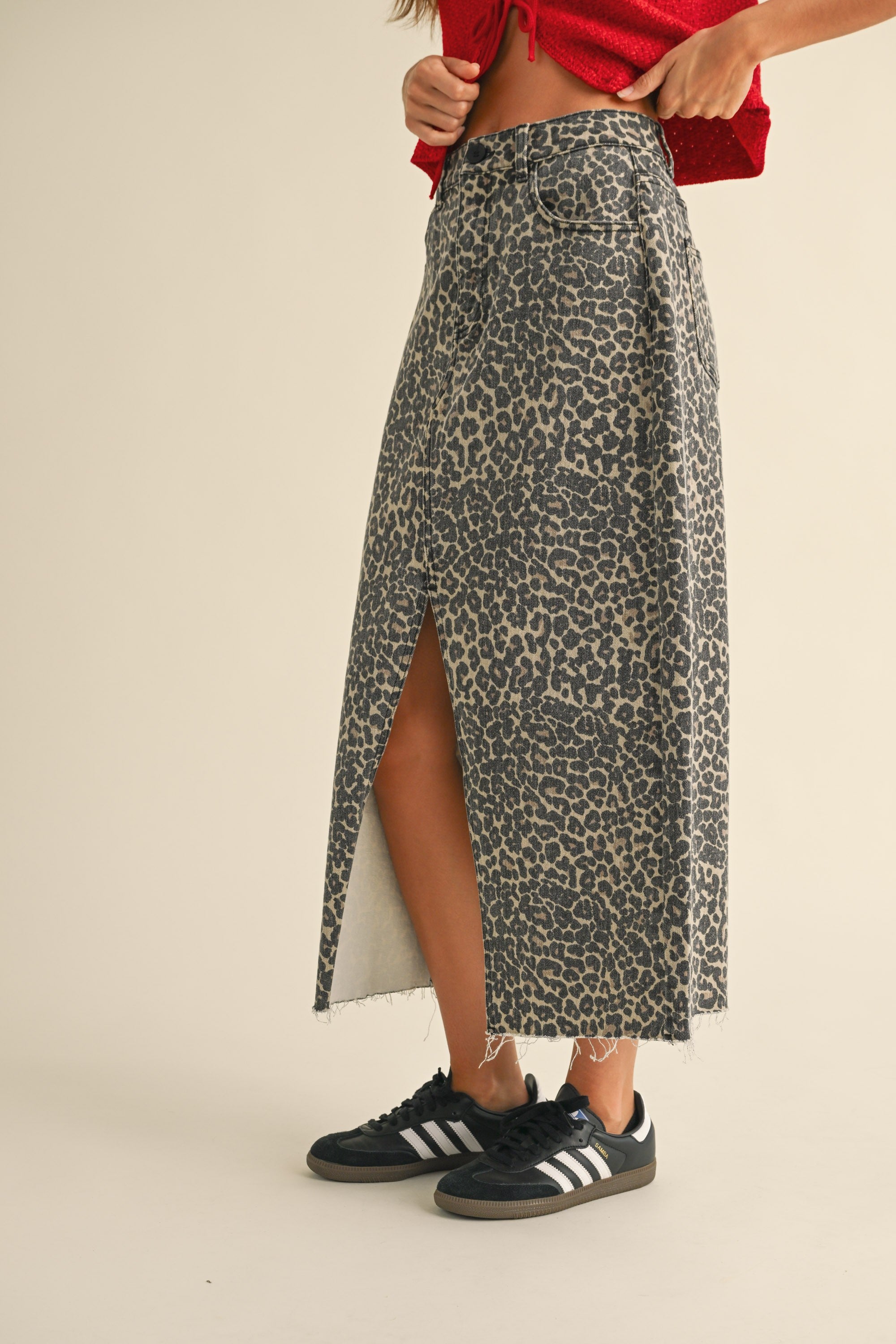 Leopard Print Midi Skirt