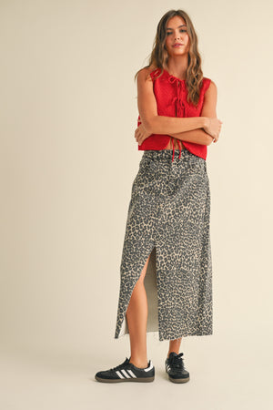 Leopard Print Midi Skirt