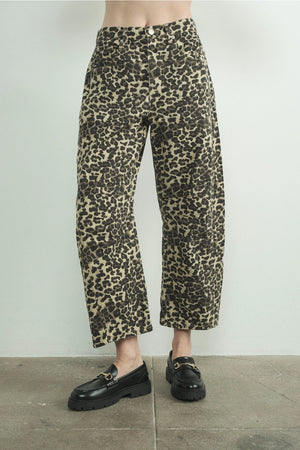 Leopard Print Denim Pants