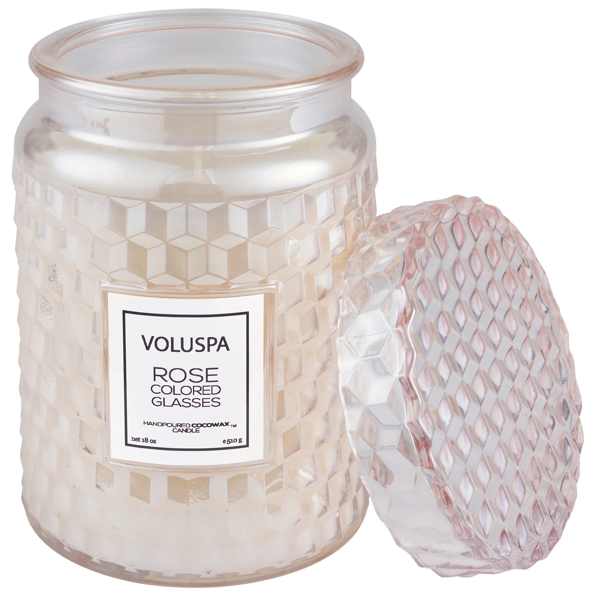 Voluspa Large Glass Jar Candle - 18 oz - ROSE COLORED GLASSES