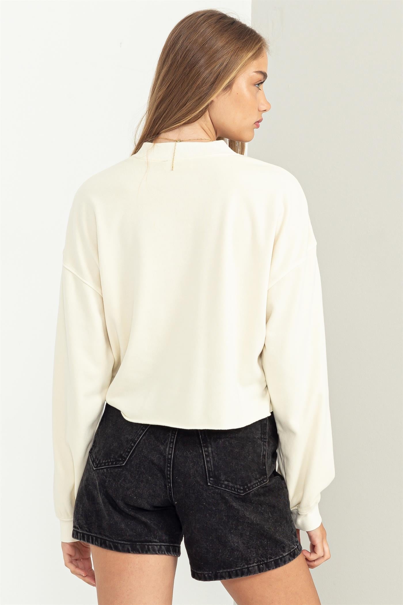 Mock Neck Cropped Sweatshirt