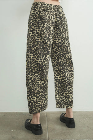 Leopard Print Denim Pants