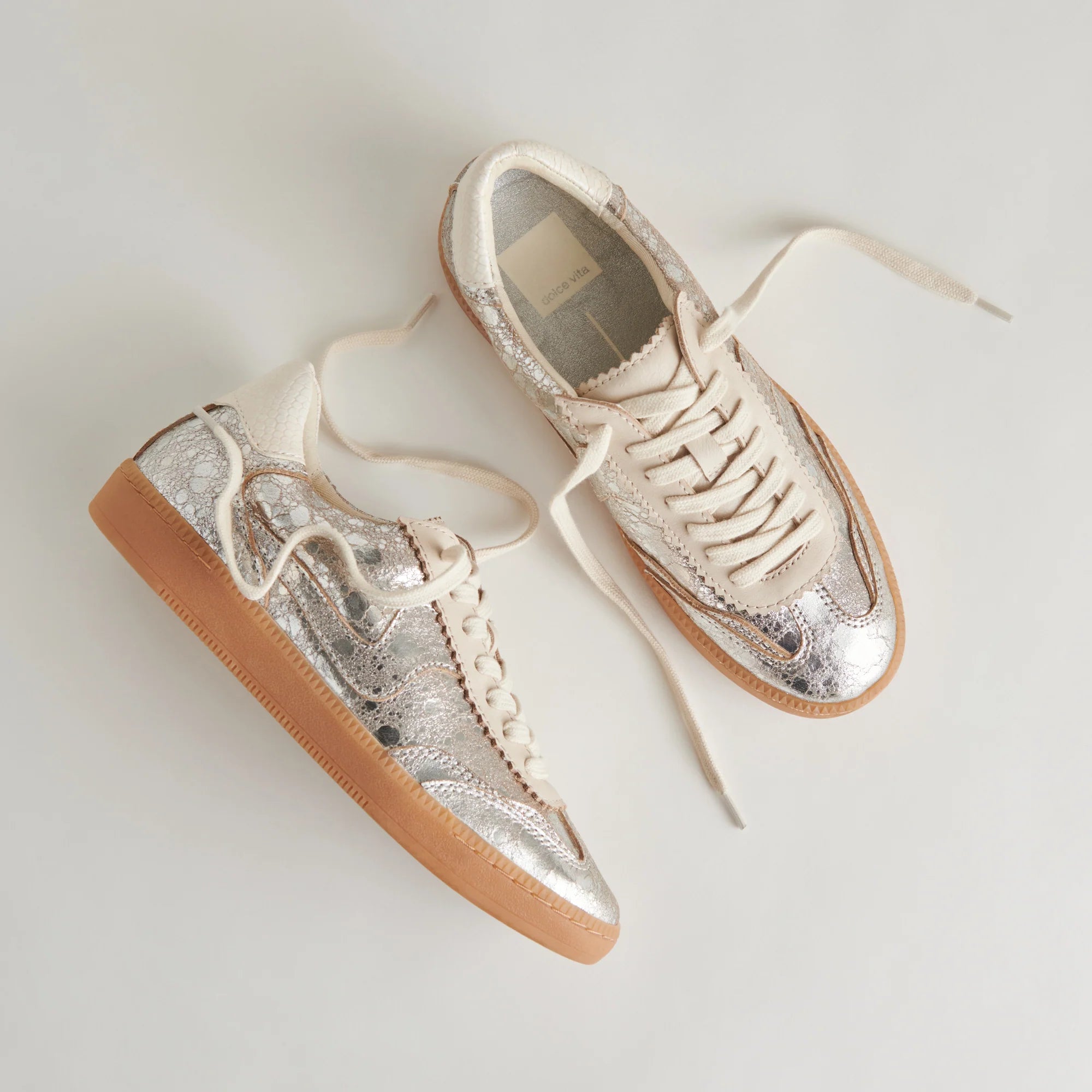 Dolce Vita Notice Sneaker - Silver Distressed Leather