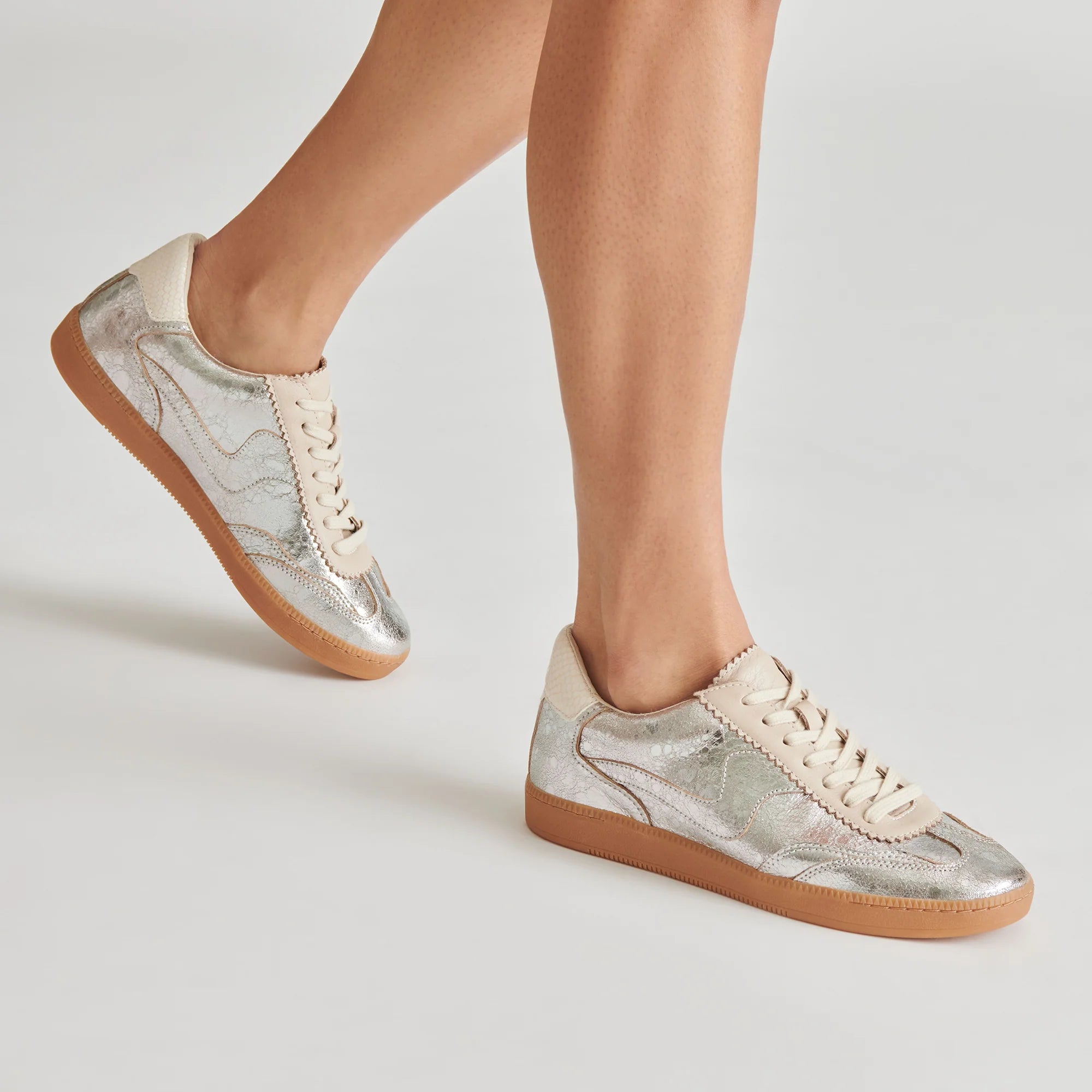 Dolce Vita Notice Sneaker - Silver Distressed Leather