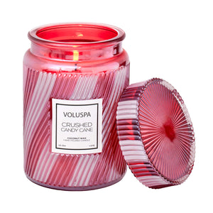 Voluspa Large Jar Glass Candle - 18 oz - CRUSHED CANDY CANE