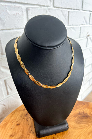 18K Braided Herringbone Necklace