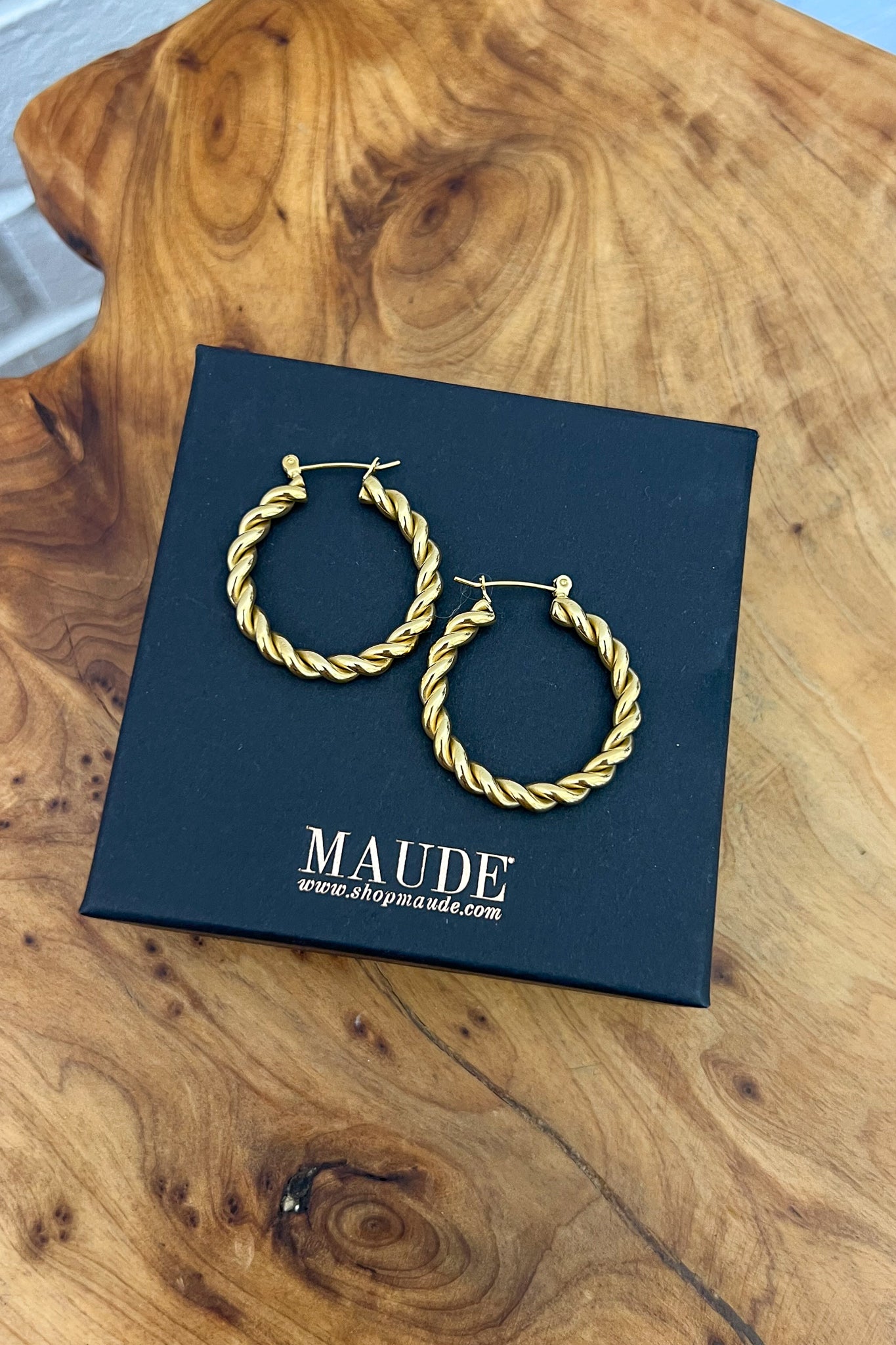 18K Large Twisted Gold Earrings