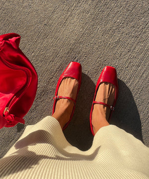 Dolce Vita Reyes Ballet Flats - Red Crinkle Patent