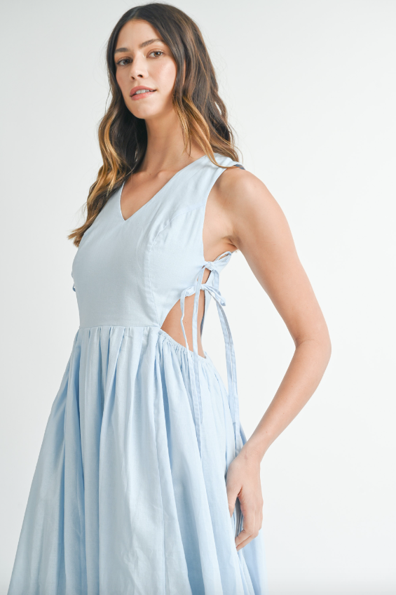 Linen Cut Out Midi Dress