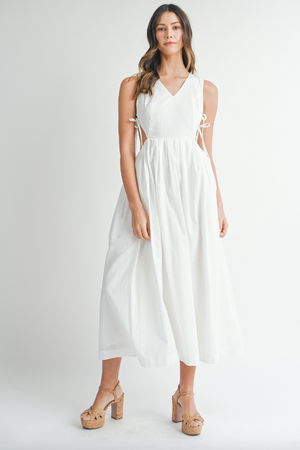 Linen Cut Out Midi Dress