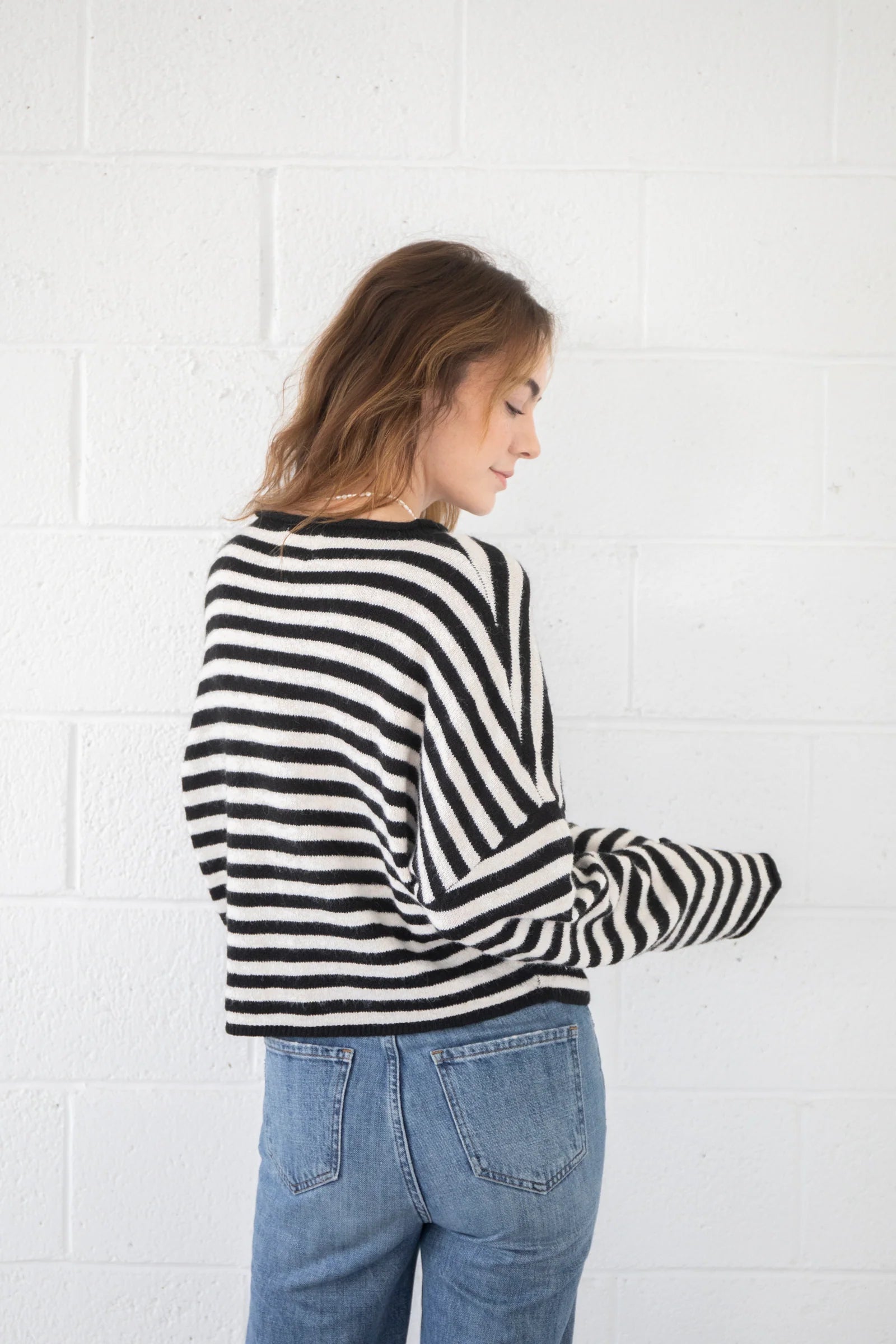 Piper Striped Cardigan - Ivory Black