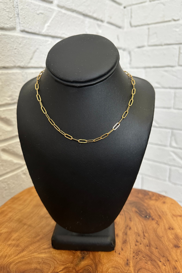 18K Mini Paperclip Chain Necklace