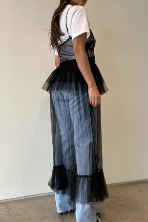 Sheer Tulle Ruffle Maxi Dress