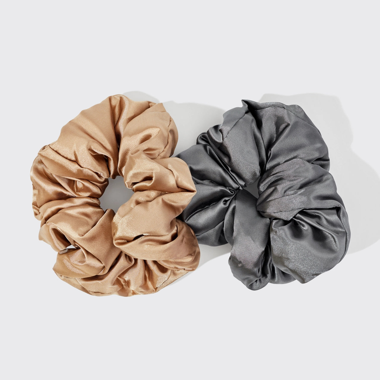 KITSCH - Satin Pillow Scrunchies - Charcoal/Gold