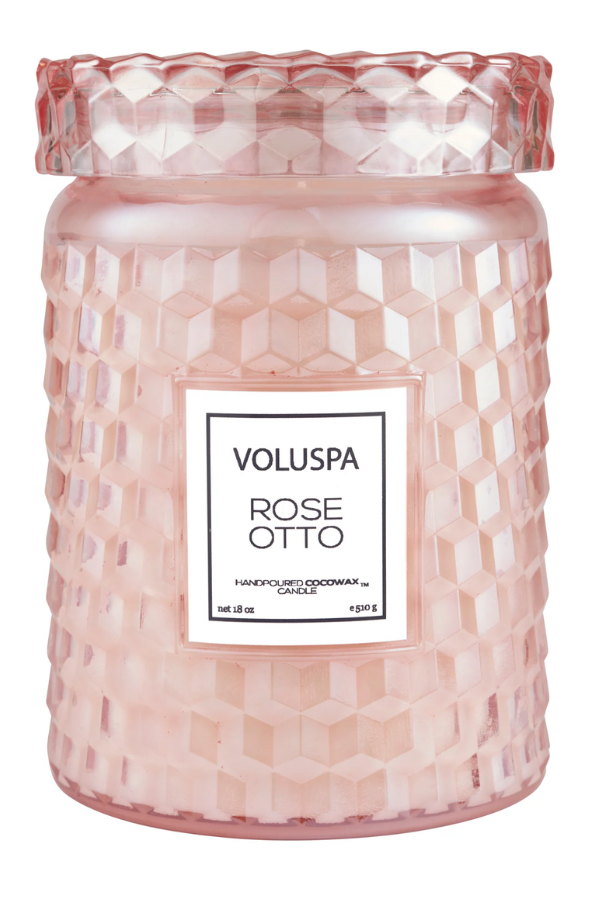 Voluspa Large Glass Jar Candle - 18 oz - ROSE OTTO