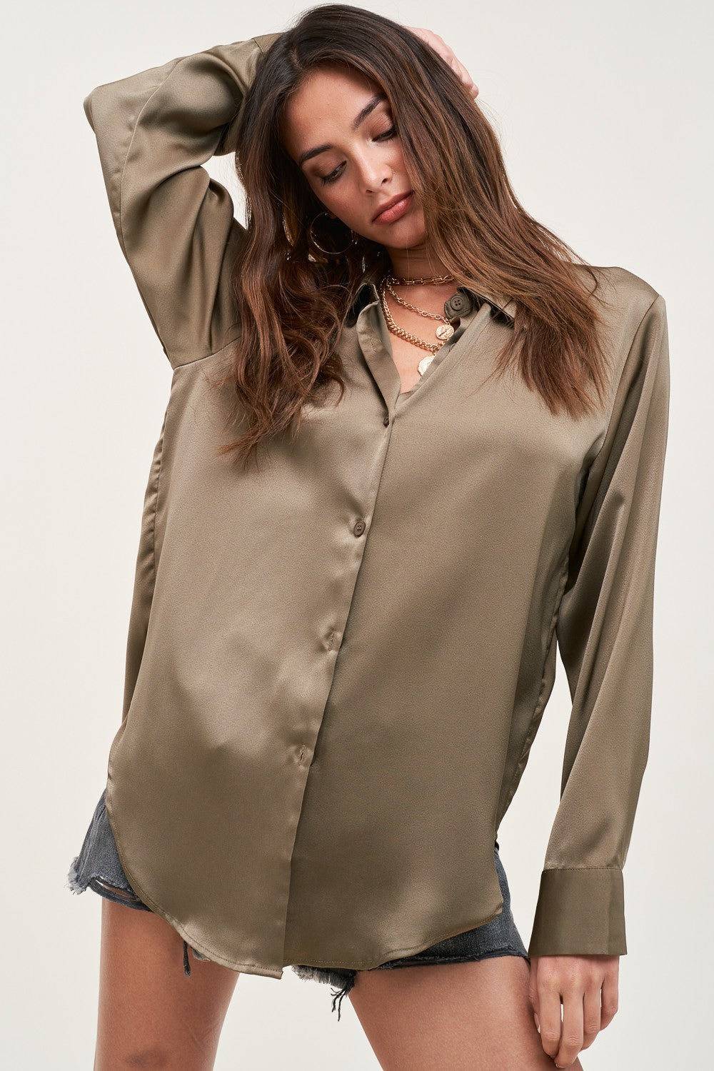 Paris Silky Button Down Top