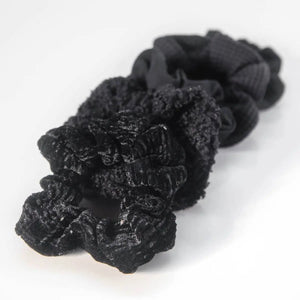 KITSCH - Assorted Textured Scrunchies 5pc - Black