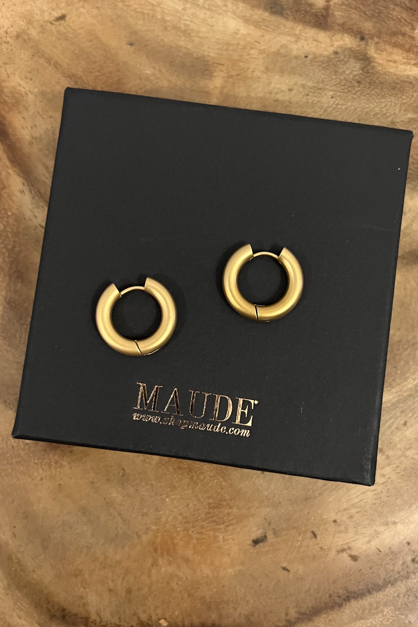 18K Brushed Gold Hoop Earrings