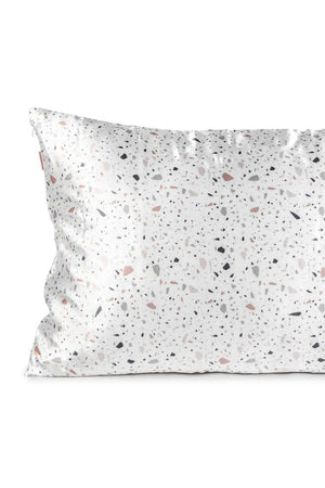 KITSCH Satin Pillowcase - White Terrazzo