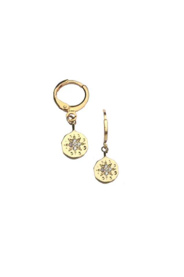 Farrah B Coin Star Huggie Earrings